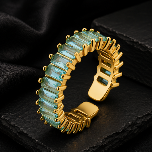 Apex 18K Gold Green CZ Ring