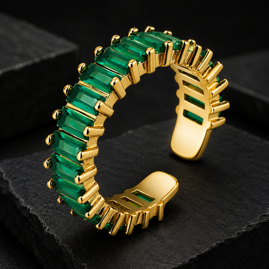 Apex 18K Gold Deep Green CZ Ring