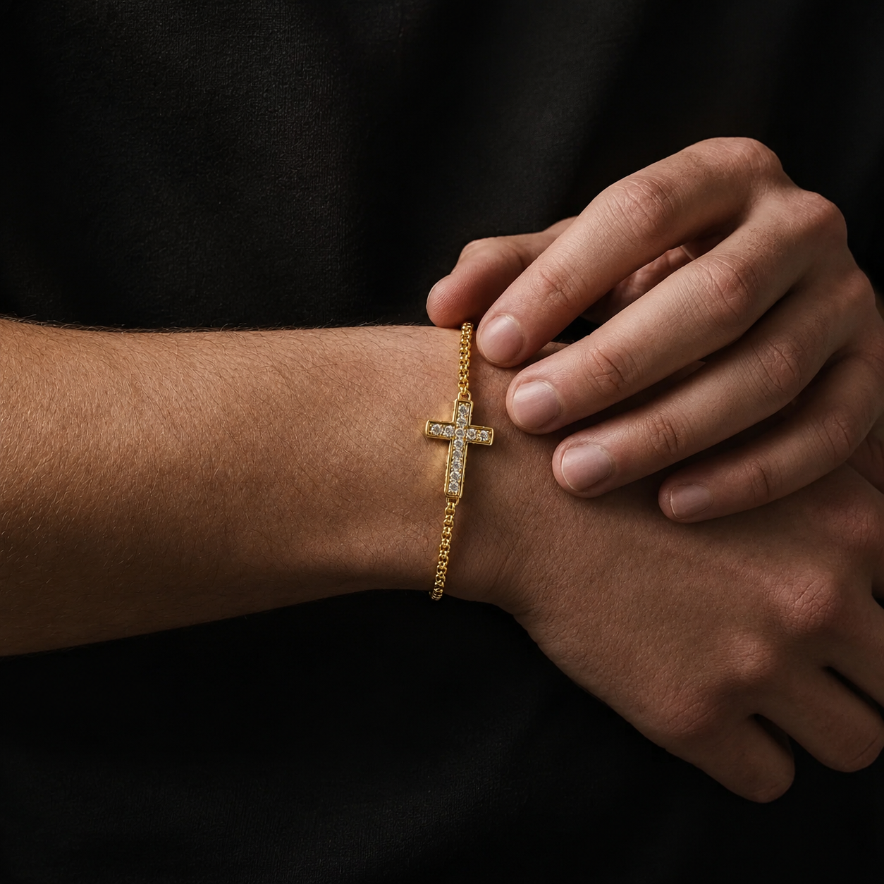 Faith Iced Cross Bracelet — Gold
