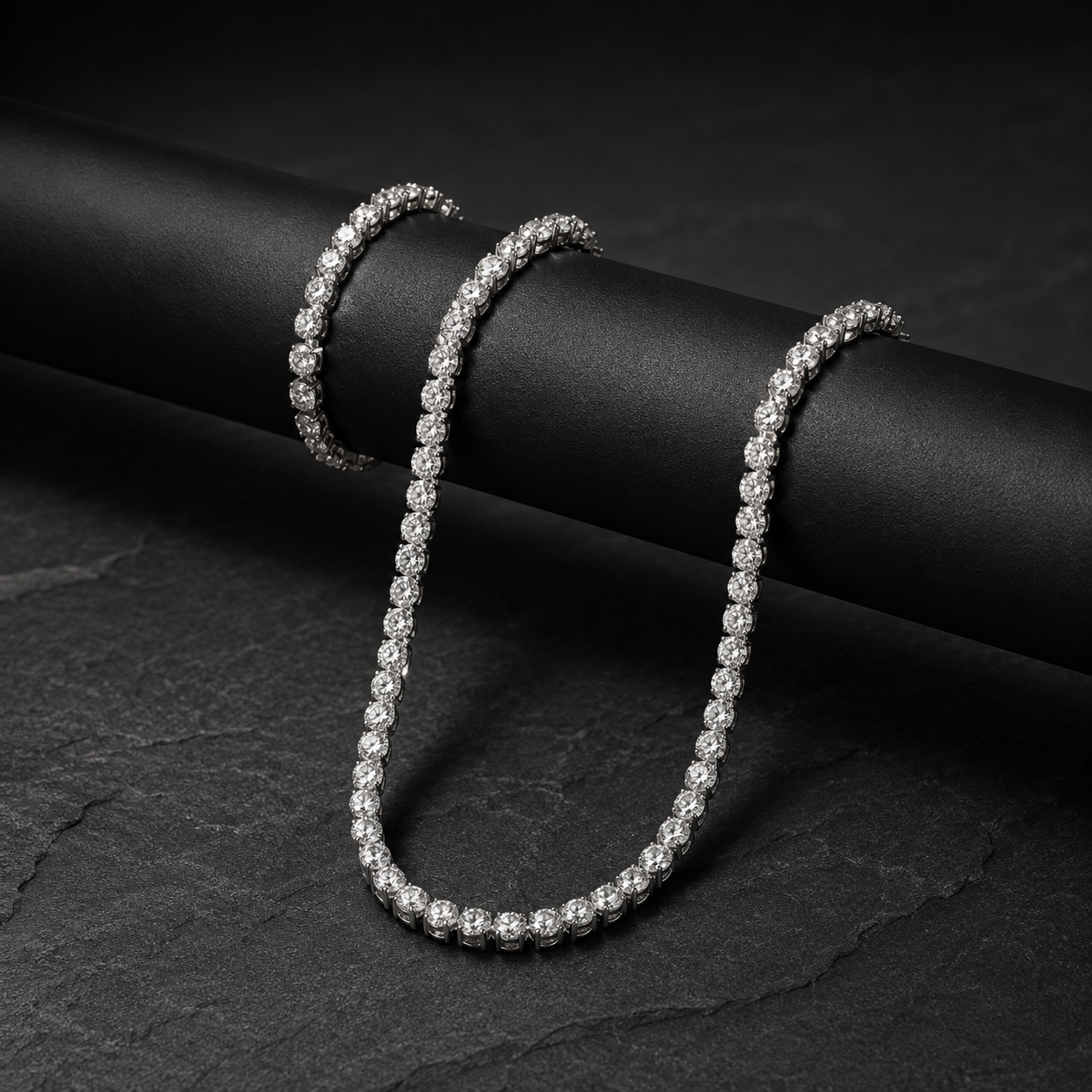 7mm White Clustered Tennis Chain & Bracelet Set