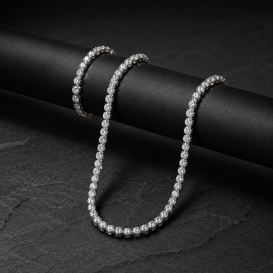 7mm White Clustered Tennis Chain & Bracelet Set