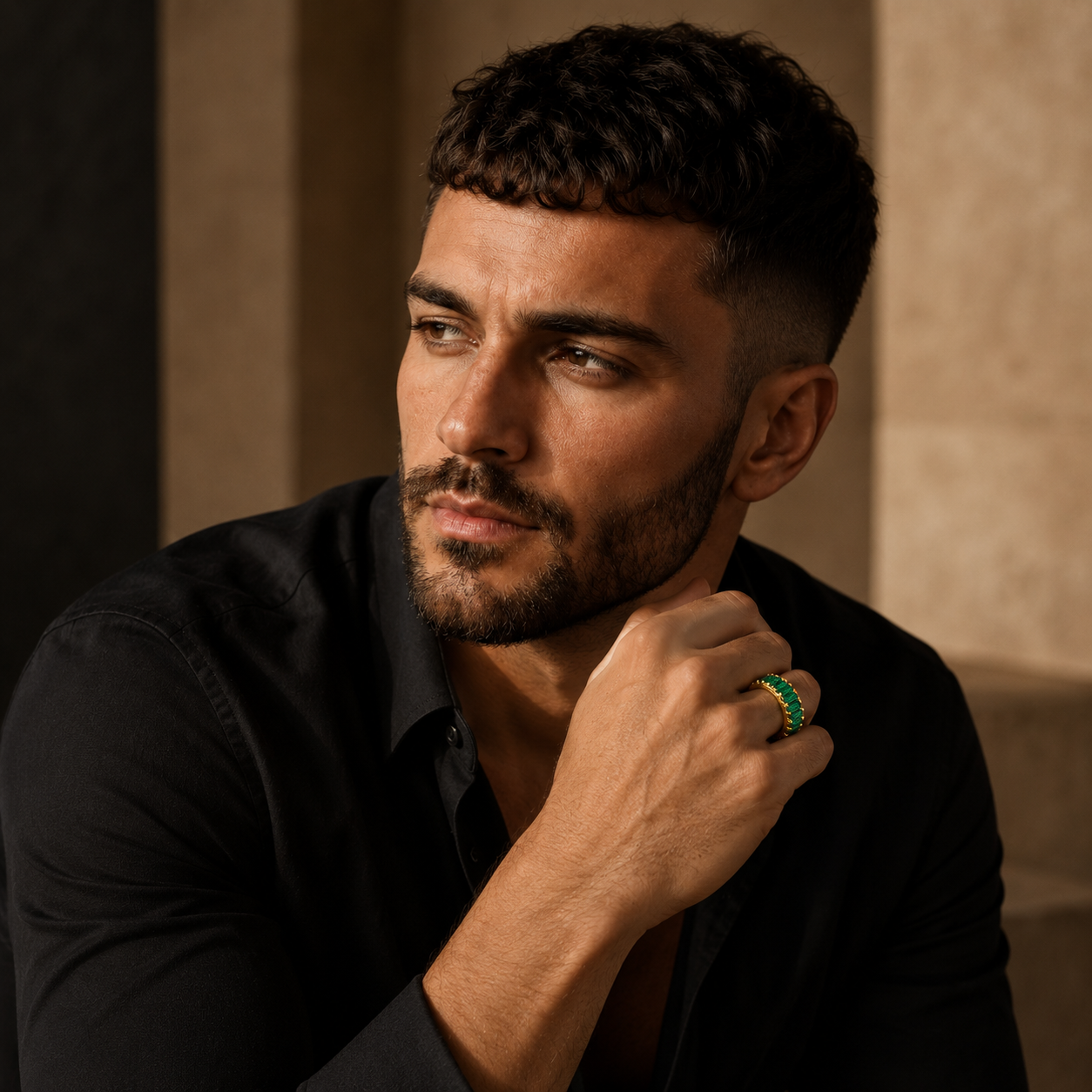Apex 18K Gold Deep Green CZ Ring