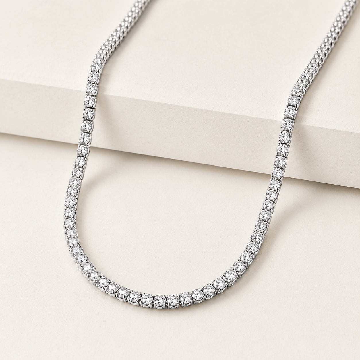White Clustered Tennis Chain