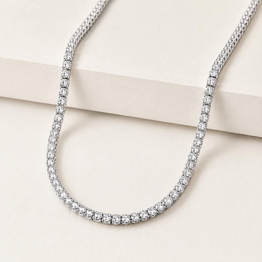White Clustered Tennis Chain