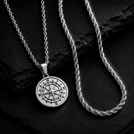 The Dual Code Set — Identity Pendant & Silver Rope Chain