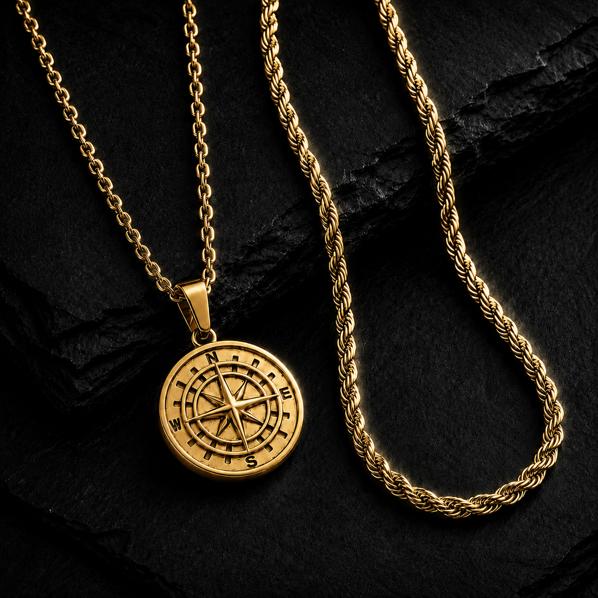 The Dual Code Set — Identity Pendant & Silver Rope Chain