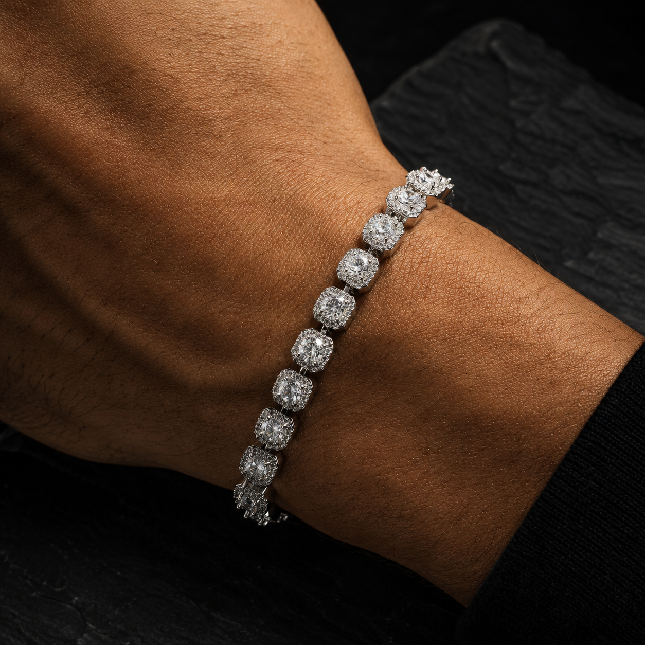 7mm White Clustered Tennis Chain & Bracelet Set