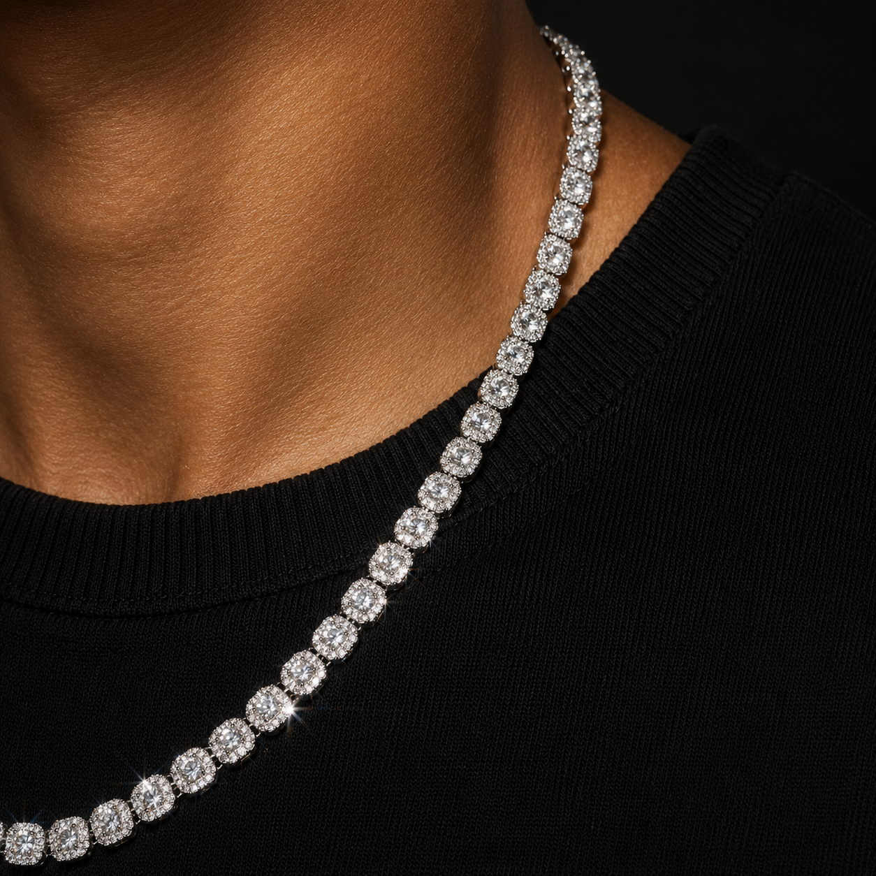 7mm White Clustered Tennis Chain & Bracelet Set