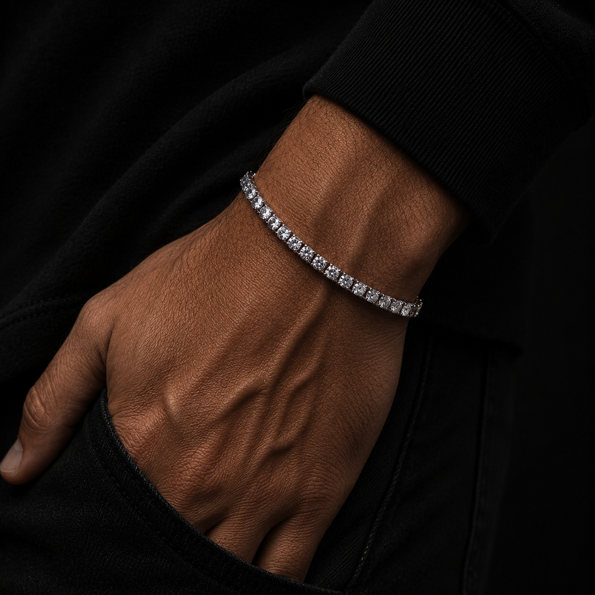 White Clustered Tennis Bracelet