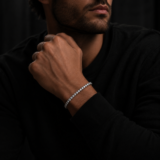 White Clustered Tennis Bracelet