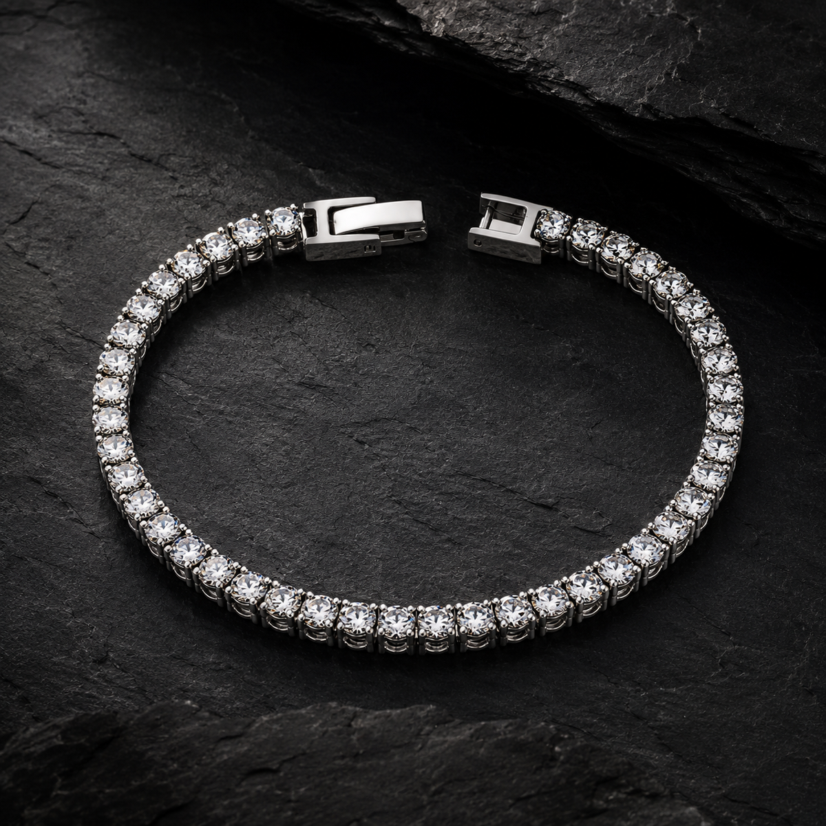 White Clustered Tennis Bracelet