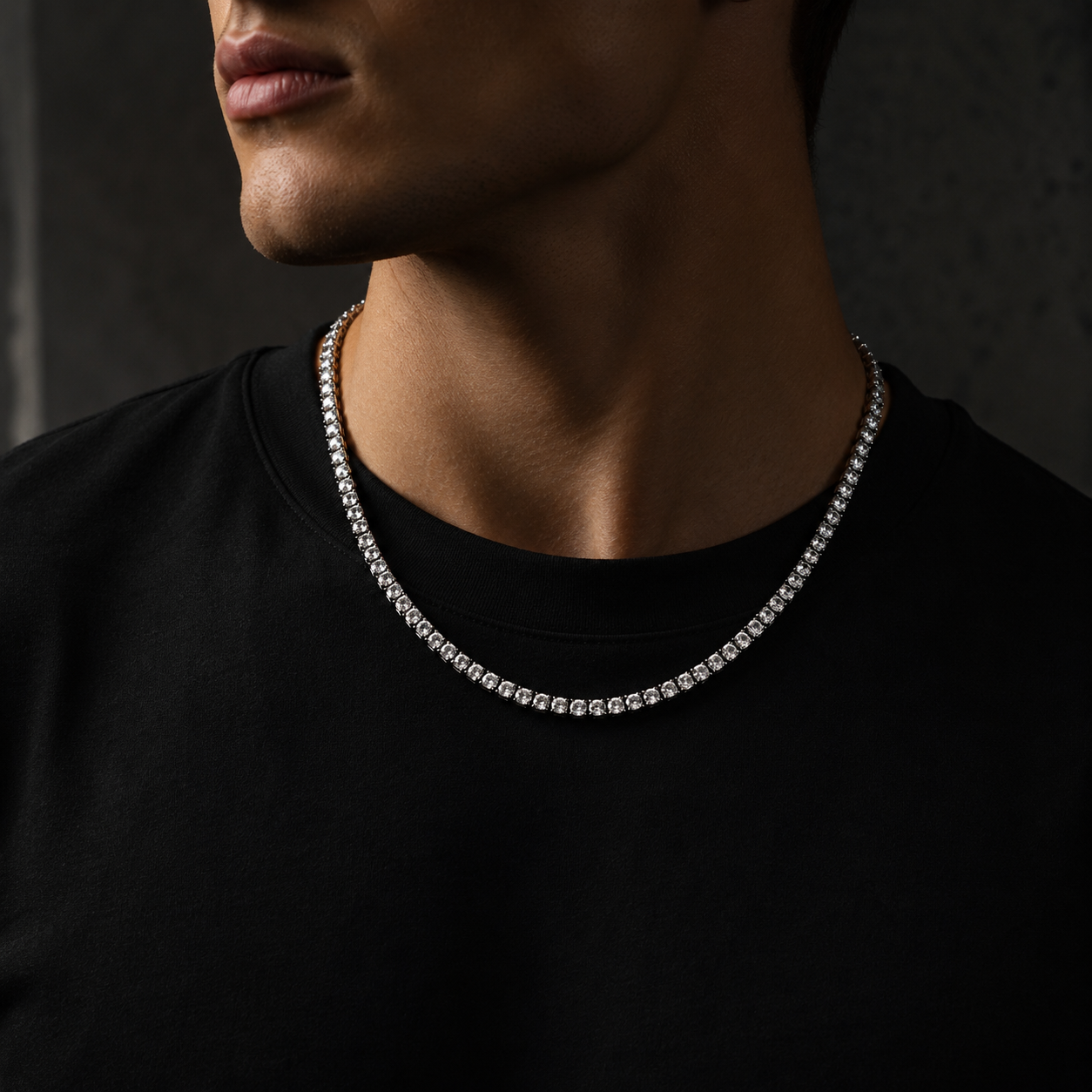 White Clustered Tennis Chain
