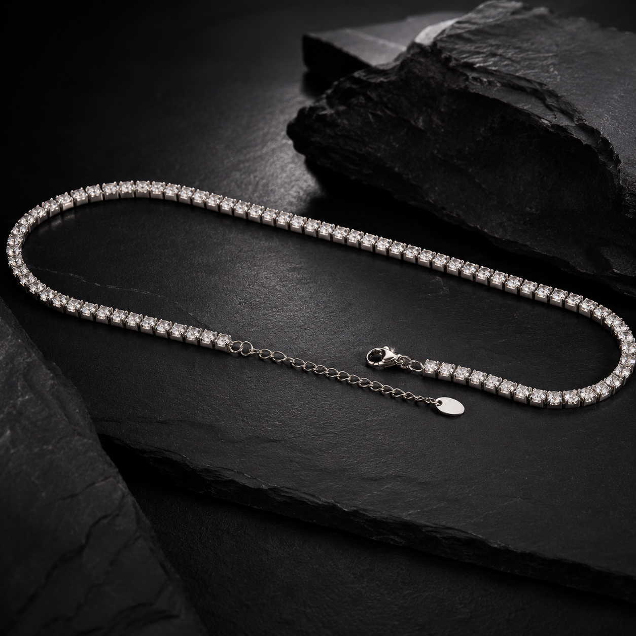 White Clustered Tennis Chain