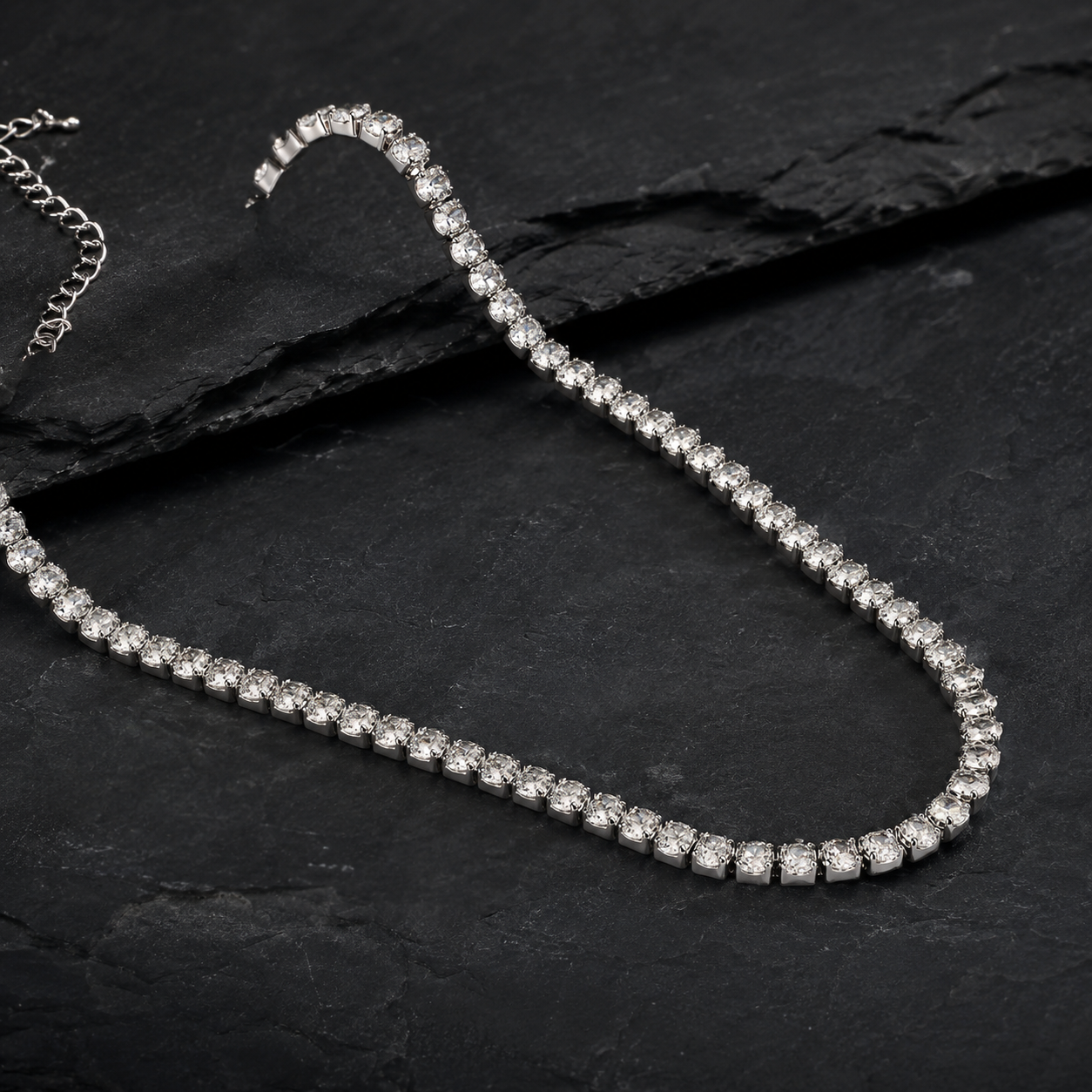 White Clustered Tennis Chain
