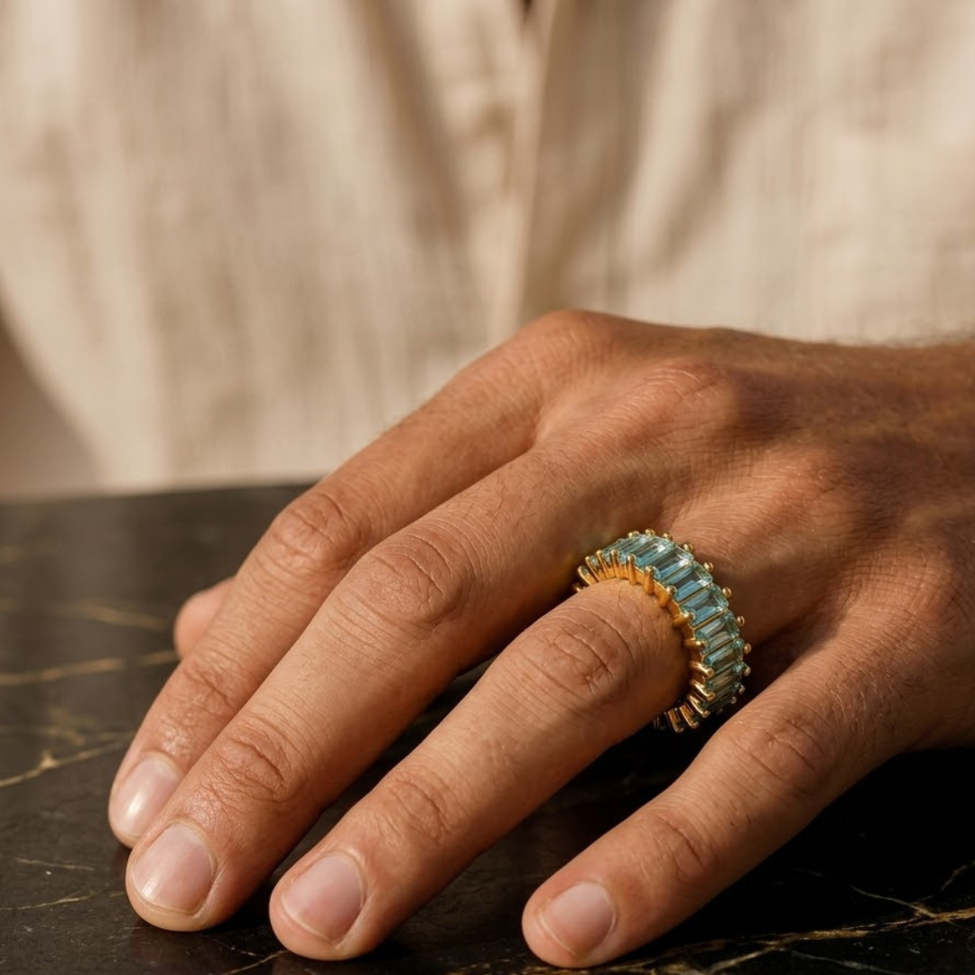 Apex 18K Gold Green CZ Ring